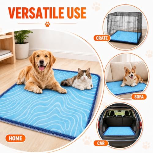 Washable Pee Pads for Dogs, 2 Pack Training Pads Puppy Pads Leak-Proof Reusable Pet Pad, Super Absorbent and Non-Slip Litter Cats Mat for Whelping, Playpen, Housebreaking, Blue 18''x24''