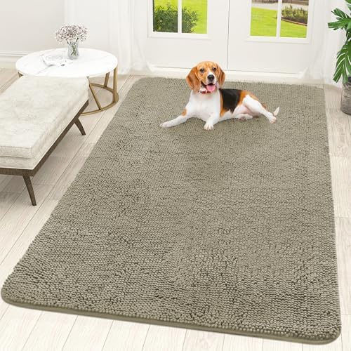 OLANLY Dog Door Mat for Muddy Paws 70x46, Super Absorbent Chenille Mud Mat