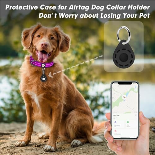 azuza Airtag Dog Collar, Puppy Collar with Airtag Holder, Purple, XS