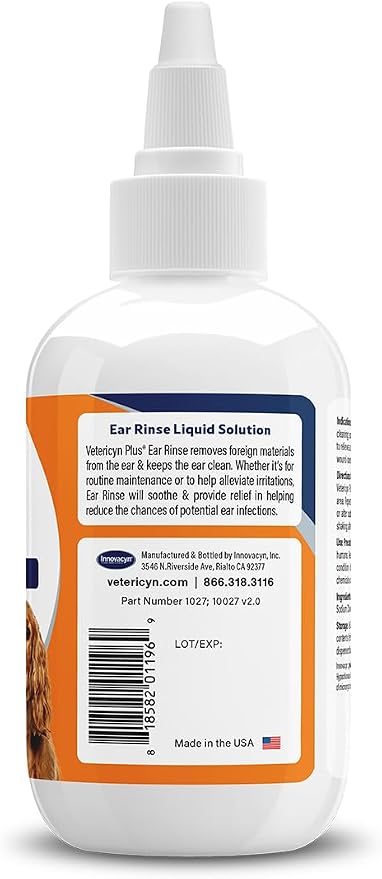Vetericyn Plus Dog Ear Rinse | Dog Ear Cleaner to Soothe and Relieve Itchy Ears, Safe for Cat Ears, Rabbit Ears, and All Animal's Ear Problems. 3 Ounces