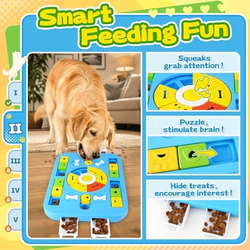 Forfon Upgraded Dog Enrichment Toy Set with Slow Feeder Bowl & Puzzle Toy