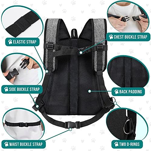 PetAmi Dog Front Carrier Backpack, Adjustable Dog Pet Cat Chest Carrier Backpack, Ventilated Dog Carrier for Hiking Camping Travel, Small Medium Puppy Large Cat Carrying Bag, Max 15 lbs, Gray