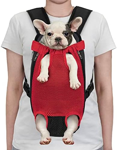 PetAmi Dog Carrier Backpack, Adjustable Dog Pet Cat Front Carrier Backpack | Ventilated Dog Chest Carrier for Hiking Camping Travel, Sling Bag for Small Medium Dog Cat Puppies, Medium, 9-13 lbs, Red