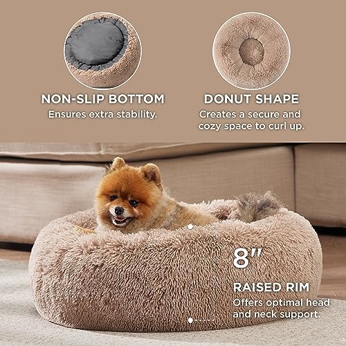 Bedsure Calming Cat Beds Donut Round Washable Kitten Bed,20 inches 2 Pack