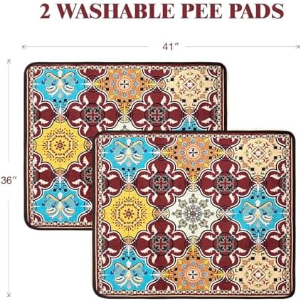 Qeils Washable Pee Pads for Dogs, Reusable Puppy Pads 36"x 41" 2 Pack