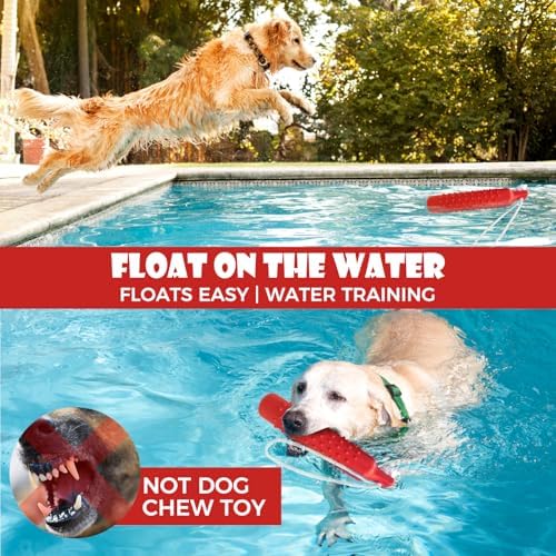 BINGPET 4 Pack Dog Water Toys, 10.8" Dog Pool Toys Floating Bumper Fetch Toy Dummy Interactive Retrieving Training Float Pet Rope Toy for Lake Outdoor Small Medium Large Dogs