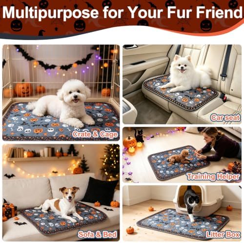 BEAUTYZOO 2 Pack Washable Pee Pads for Dogs,Reusable Puppy Pad 24x36 Skull