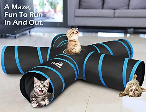 Pawaboo Cat Tunnel, Cat Tunnels for Indoor Cats, 5-Way Foldable Cats Tube