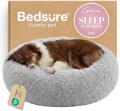 Bedsure Calming Dog Beds Large Sized Dog Donut Washable Pet Bed,36ins