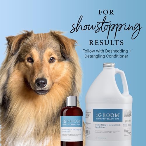 iGroom Deshedding & Detangling Dog Shampoo, Luxury Pet Beauty Care, Loosen Tangles + Unwanted Undercoat, Adds Shine + Volume, Made in USA (1 GAL)
