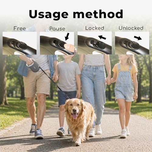 Retractable Dog Leash 16ft for Small & Medium Dogs Up to 55 lbs