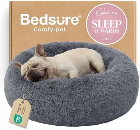 Bedsure Calming Dog Bed Medium Size Dog Donut Washable Pet Bed,30ins