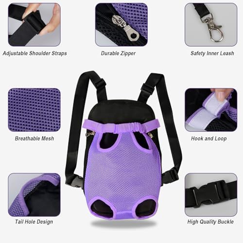 FEimaX Dog Carrier Backpack Pet Legs Out Front Cat Travel Bag, Adjustable Puppy Backpacks Carriers Hands-Free for Small Medium Dogs Cats Hiking Traveling Camping Daily Walking
