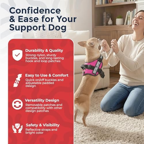 Industrial Puppy Emotional Support Vest Harness, XS 16.5-21.5 in, Pink
