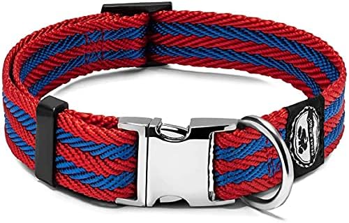 Regal Dog Products Twill Dog Collar, Small Red/Blue Stripe