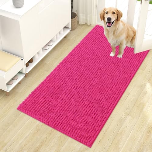 OLANLY Dog Door Mat for Muddy Paws 44x24, Extra Absorbent Chenille Mud Mat