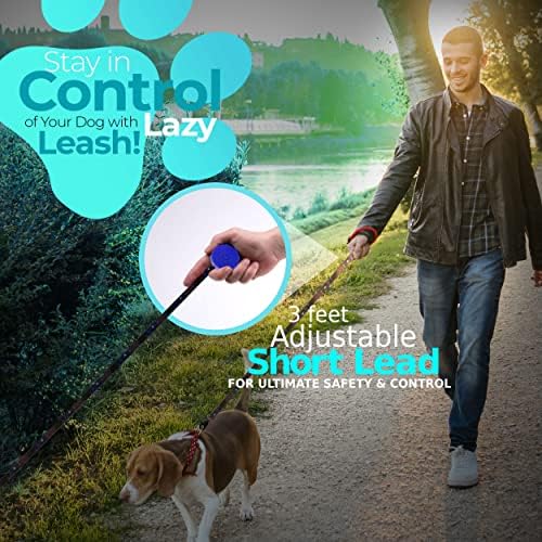Galaxy Blue + Free Bonus Leash! Wearable Mini Adjustable Dog Leash for Hiking, Training & Adventure. Powerful Lightweight 36" Retractable Keychain Clip. Durable & Comfort Grip for Off Leash Walking.