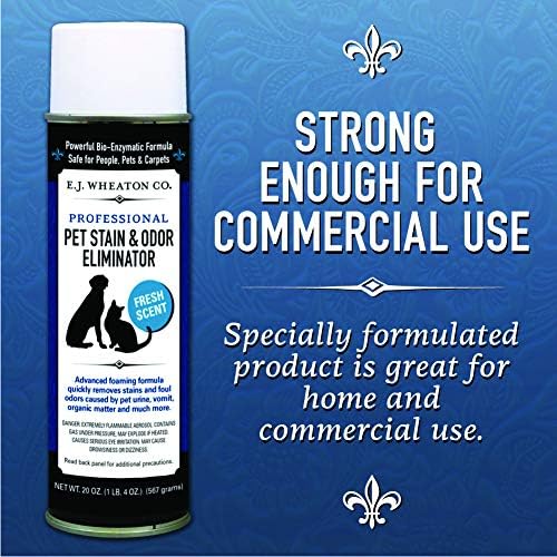 E.J. Wheaton - Pet Stain Odor Eliminator, Professional Strength Enzyme Cleaner for Dog and Cat Urine and More, Large Aerosol Spray, 20 Oz. Can