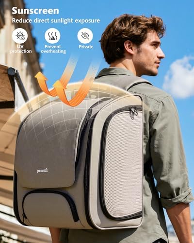 Pecute Cat Backpack Carrier,Large Space Cat Bubble Backpack,Ergonomic,Khaki