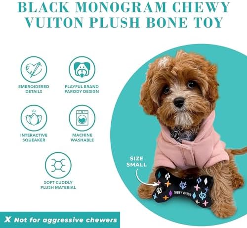 Haute Diggity Dog Chewy Vuiton Bone Plush Dog Toy, Designer Parody Toy
