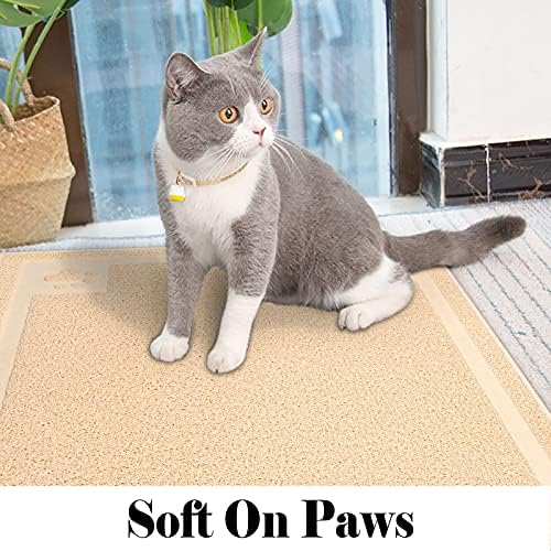 UPSKY Large Cat Litter Mat Trapper 35"×23", Waterproof, Non-Slip, Beige