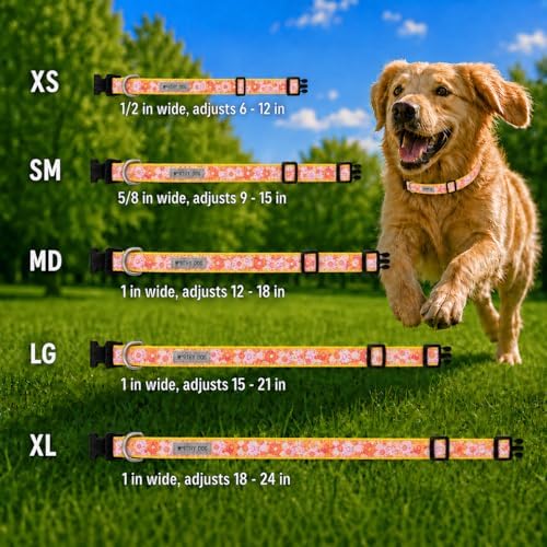 THE WORTHY DOG Summer Print, Adjustable Dog Collar, Large Dogs, Floral