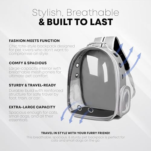 Nazarian's Large Capacity Pet Carrier Backpack for Cats & Dogs - Breathable, Sturdy, and Comfortable Small Travel Backpack for Hiking, and Outdoor - Secure and Lightweight Pet Backpack Carrier