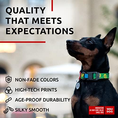 WAUDOG Adjustable Nylon Dog Collar for Large Small Medium Dogs with QR Tag