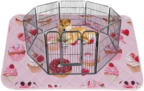 IEUUMLER Washable Pee Pads for Dogs, 1 Pack Cake Pattern Reusable Waterproof Puppy Potty Pads, Non-Slip Absorbent Pet Training Pads for Playpen Crate Bed EU015 Pink Cake, 48x48