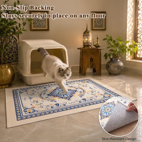 Bienbee Cat Litter Mat, 2 Pack 33" x 22" Machine Washable for Litter Boxes