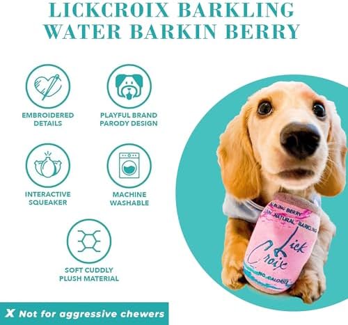 Haute Diggity Dog LickCroix Barkling Water Plush Dog Toy, Drink Parody Toy