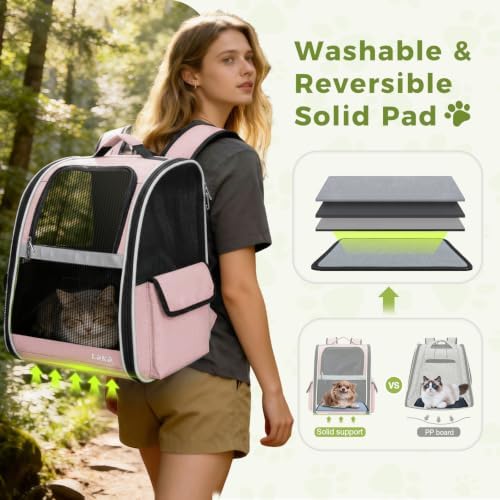 Lekereise Cat Backpack Carriers, Dog Carrier Backpacks with Breathable Mesh for Small Medium Cats Dogs Puppy Up to 18 Lbs, Pet Foldable Carrying Backpack Ventilated for Travel Hiking Collapsible