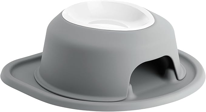WeatherTech Single High Pet Feeding System w/Plastic Dog/Cat Bowls - 4" High Stand Dark Grey (PSH1604DGDG)