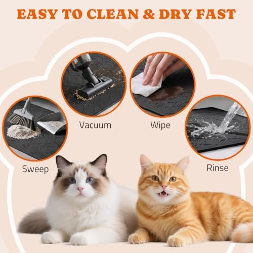 Pawtners Cat Litter Mat Extra Large 42" X 30", Easy to Clean, Black, 1 Pack