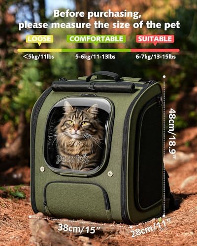 Pecute Cat Backpack Carrier,Large Space Cat Bubble Backpack,Ergonomic,Green
