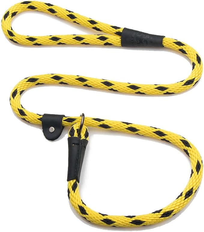Mendota Pet Slip Leash - Dog Lead and Collar Combo - Made in The USA - Black Ice Yellow, 1/2 in x 4 ft - for Large Breeds