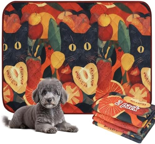 BVAGSS Washable Pee Pads for Dogs, 2 Pack Reusable Leakproof Puppy Wee Wee Pad, Non-Slip Waterproof Pet Training Pads, Super Absorbent Whelping Pads XH081 (Cat, 24X24 Inch (Pack of 2))