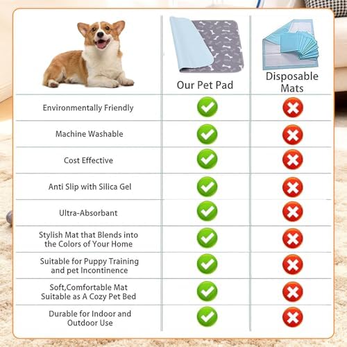 Puppy Pee Pads with Pheromones, Washable Puppy Training Pads for Dogs Reusable Puppy Potty Pads for Dogs and Cats(with Pet Hair Removal Gloves)