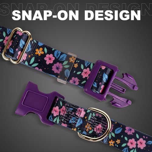 Girl Dog Collars for Medium Dogs,Cute Dog Collar with Boho Flowers-M