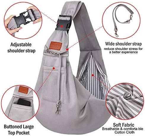FDJASGY Small Dog Sling Cat Carrier Adjustable Strap Hands Free Reversible Pet Puppy Travel Bag Backpack for Outdoor Travel
