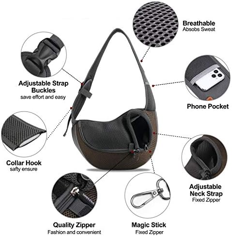 FDJASGY Pet Sling Carrier for Small Dogs Cats,Breathable Mesh Travelling Hand Free Puppy Backpack with Pouch and Adjustable Strap Carrier