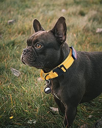 AUBELL Reflective Tactical Heavy Duty Dog Collar with Handle,Yellow L