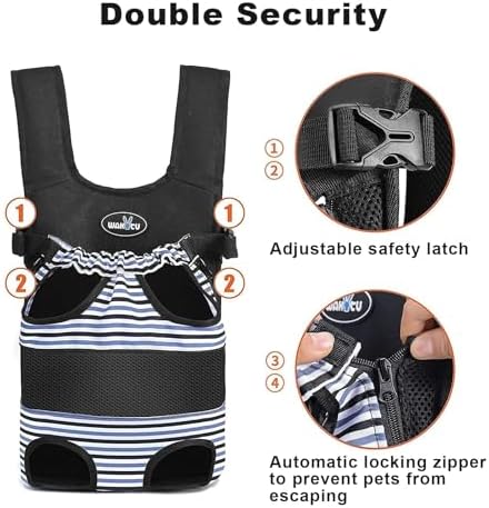 Wakytu Dog Front Carrier Backpacks for Small Dogs, Legs Out Pet Carrier Sling Backpack with Adjustable Padded Ventilated Shoulder Straps, Easy-Fit for Traveling Hiking Camping,Medium