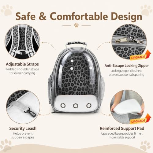 Expandable Cat Carrier Backpack with Bubble Window, Black and White