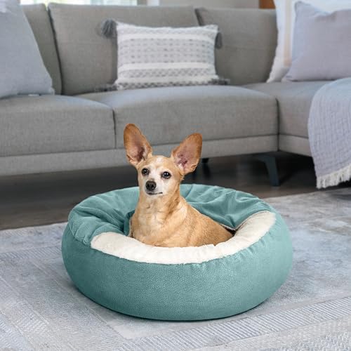 Best Friends by Sheri Cozy Cuddler Ilan Small Dog Bed, Tide Pool Blue, 24"