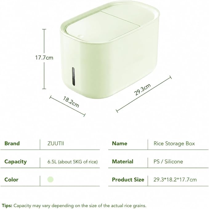Zuutii Dog Food Storage Container with Lid, 6.9Qt Pet Food Storage Bin for Dry Dog & Cat Food, Moisture-Proof Kibble Container, Holds Up to 7.2 lbs(Creamy Green)