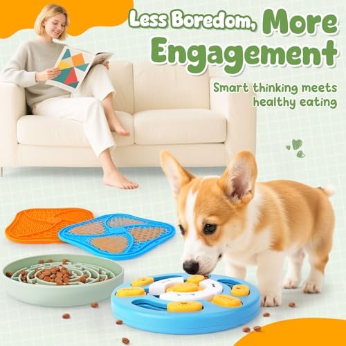 KIPRITII Dog Enrichment Toys with Lick Mat, Puzzle Toy & Slow Feeder
