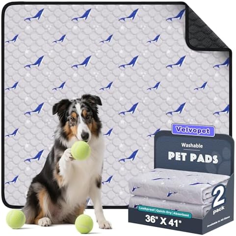 Washable Pee Pads for Dogs, 2 Pack Puppy Pads, Super Absorbent & Leakproof with Anti-Slip Bottom for Dog Training, Crates, Car, Pet Pee Pads, and Furniture Protection,36"x41"