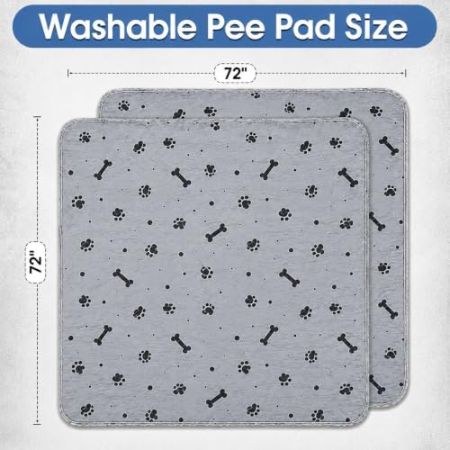 Reusable Dog Training Pads 2 Packs 72’’ x 72’’ Washable Puppy Pads Extra Large Pet Mats for Floor Waterproof Heavy Absorbent Dog Crate Liner for Indoor Use and Large Breed Protection
