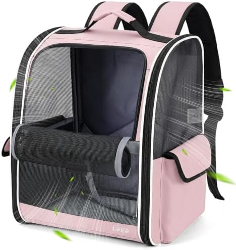 Lekereise Cat Backpack Carriers, Dog Carrier Backpacks with Breathable Mesh for Small Medium Cats Dogs Puppy Up to 18 Lbs, Pet Foldable Carrying Backpack Ventilated for Travel Hiking Collapsible